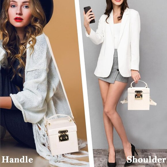 Brand New Cube White PU Handbag Crossbody Clutch - Picture 6 of 6